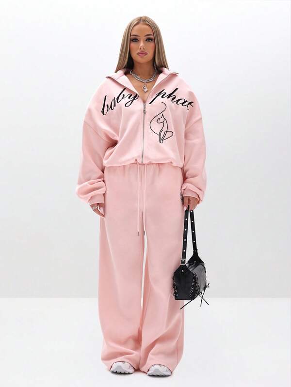 BABYPHAT Baggy Sweatpants For Casual Comfort Loungewear Wide Leg Drawstring Waist Pants