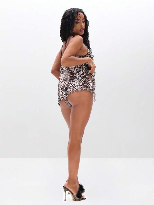 BABYPHAT Leopard Print Mesh Flippy Brief Underwear Cheeky Coverage Comfortable Everyday Lingerie