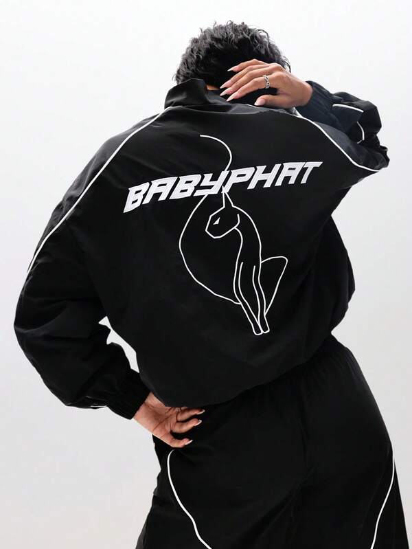 BABYPHAT Lightweight Track Jacket With Contrast Piping Detail Full Zip Windbreaker Casual Outerwear