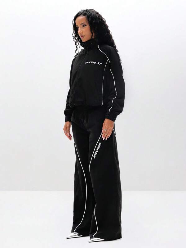 BABYPHAT Lightweight Track Jacket With Contrast Piping Detail Full Zip Windbreaker Casual Outerwear