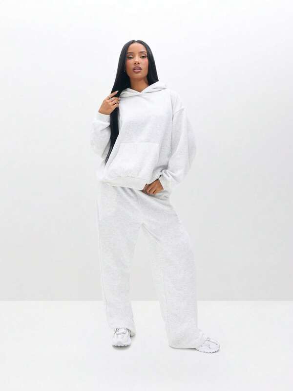 BABYPHAT Oversized Hooded Sweatshirt With Rhinestone Details And Centre Pocket For Fall Winter Casual Loungewear