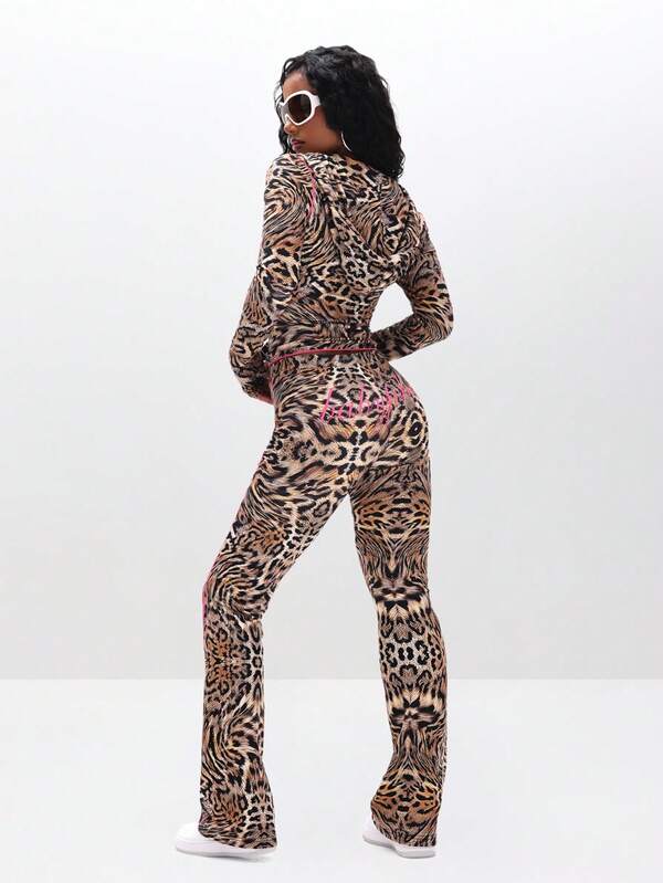 BABYPHAT Pull On Printed Flare Leggings With Animal Print Design For Casual Everyday Wear
