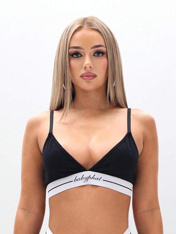 BABYPHAT Soft Triangle Bralette With Elastic Straps Wireless Comfort Bra Everyday Essentials Loungewear Undergarment
