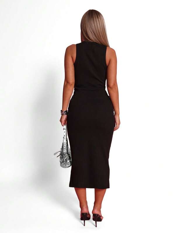 BABYPHAT Summer Fashion Letter Print Sleeveless Bodycon Dress