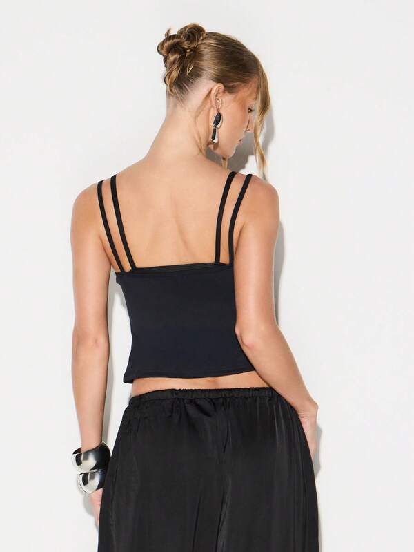 KIZN Active Double Layer Strappy Tank Top With Logo Detail For Sports And Fitness Training