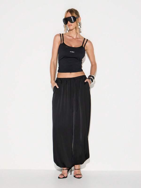 KIZN Active Double Layer Strappy Tank Top With Logo Detail For Sports And Fitness Training