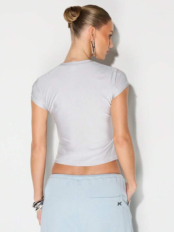 KIZN High Shine Fitted Athletic Tee Short Sleeve Crew Neck Training Top Gym Activewear
