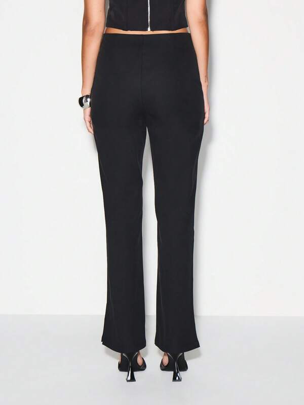 KIZN High Waisted Flared Bengaline Trousers For Evening Party Occasions