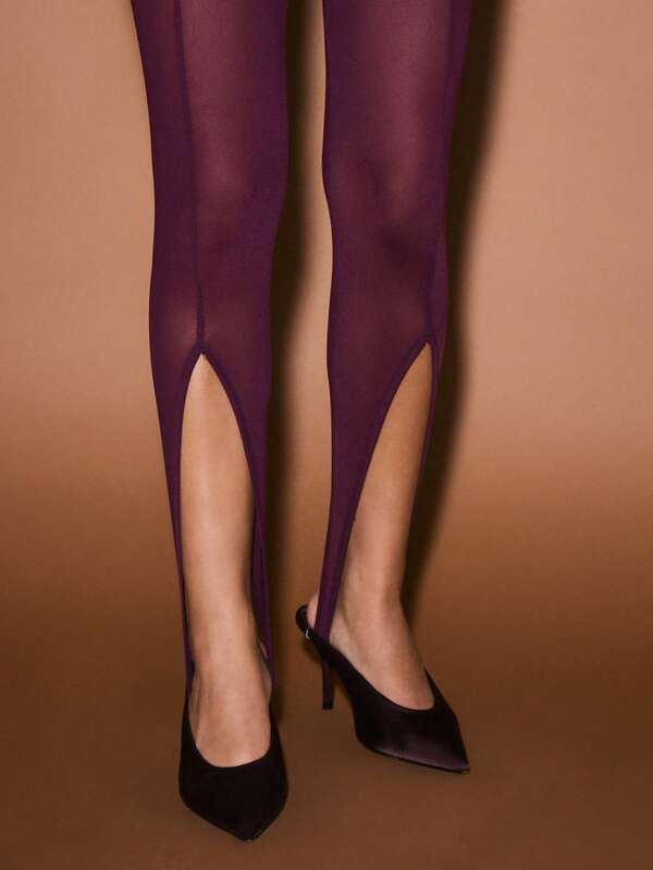 KIZN Long Sleeve Mesh Wrap Front Bodysuit With Sheer Panels And High Leg Cut For Evening Occasions