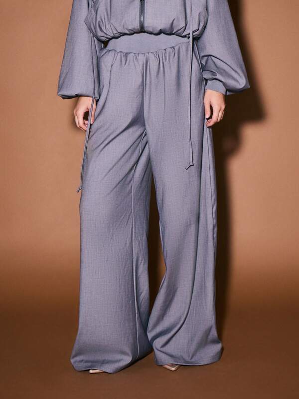 KIZN Tailored Wide Leg Joggers With Elastic Waistband And Drawstring Closure For Comfort