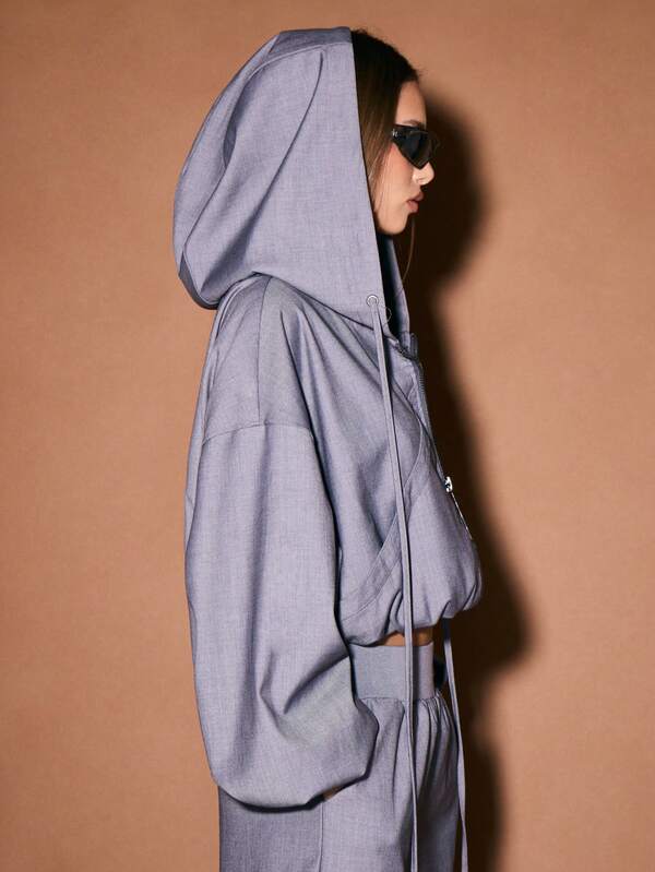 KIZN Tailored Zip Through Hoodie For Autumn Winter Casual Streetwear Layering