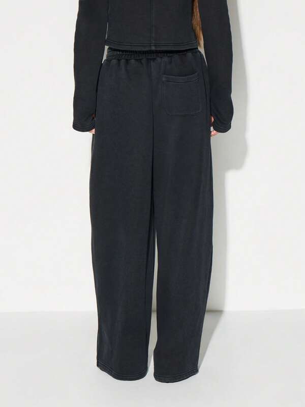 KIZN Washed Oversized Jogger Sweatpants With Elastic Waistband Wide Leg Casual Loungewear