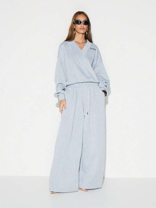 KIZN Wide Leg Drawstring Sweatpants Comfy Lounge Pants Casual Baggy Trousers Relaxed Fit Elastic Waist
