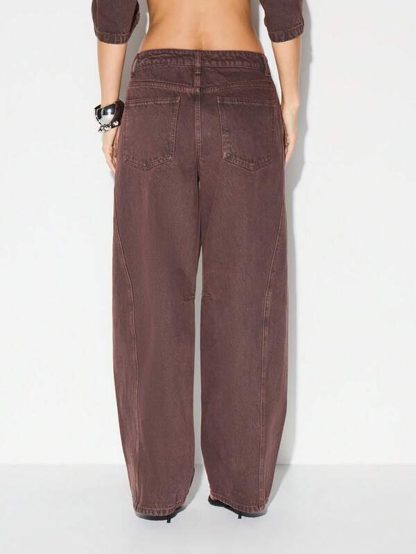 KIZN Wide Leg High Rise Vintage Wash Denim Jeans For Women - Relaxed Fit Casual Pants With Classic Five Pocket Design