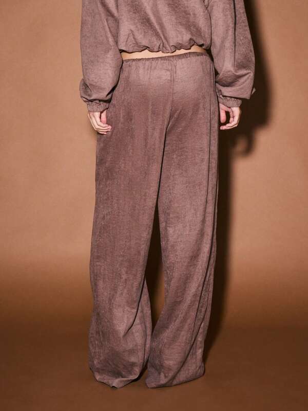 KIZN Wide Leg High Waist Drawstring Palazzo Pants Casual Loose Fit Trousers Fall Winter Lounge Comfort