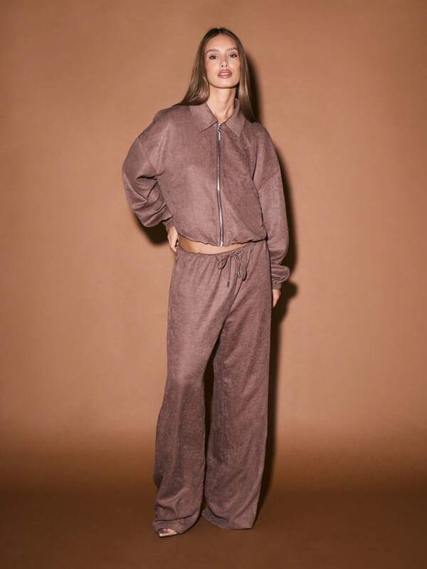 KIZN Wide Leg High Waist Drawstring Palazzo Pants Casual Loose Fit Trousers Fall Winter Lounge Comfort