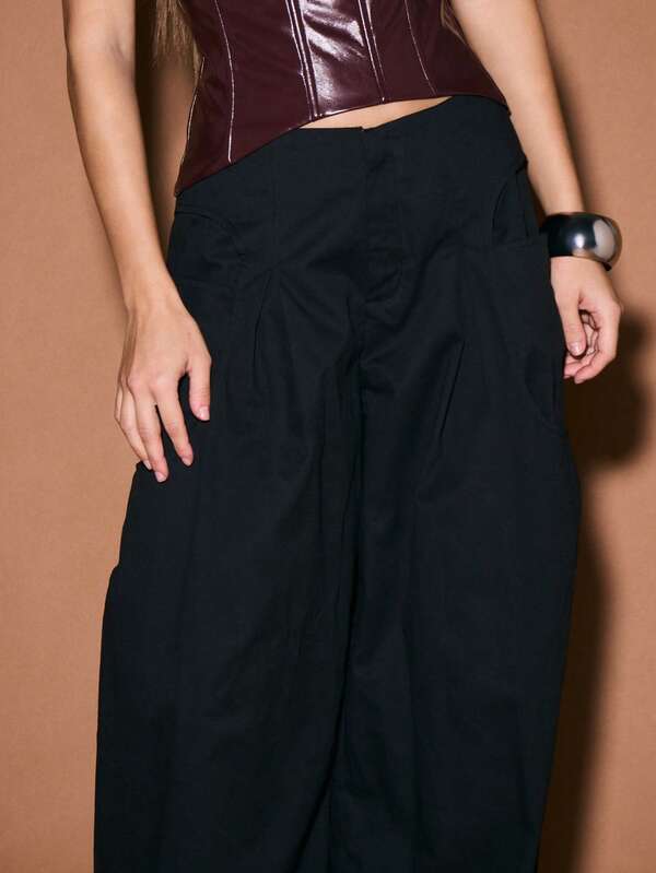 KIZN Wide Leg Palazzo Pants High Waisted Draped Trousers Formal Evening Wear Flowy Pants