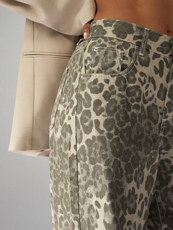 MISSGUIDED Abstract Print Wide Leg Cargo Pants With Pockets