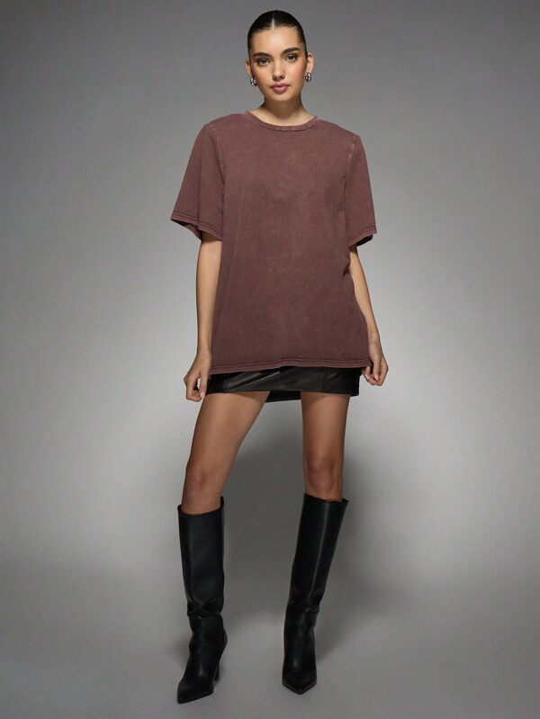 MISSGUIDED Acid Wash Oversized Vintage Look Women T-Shirts