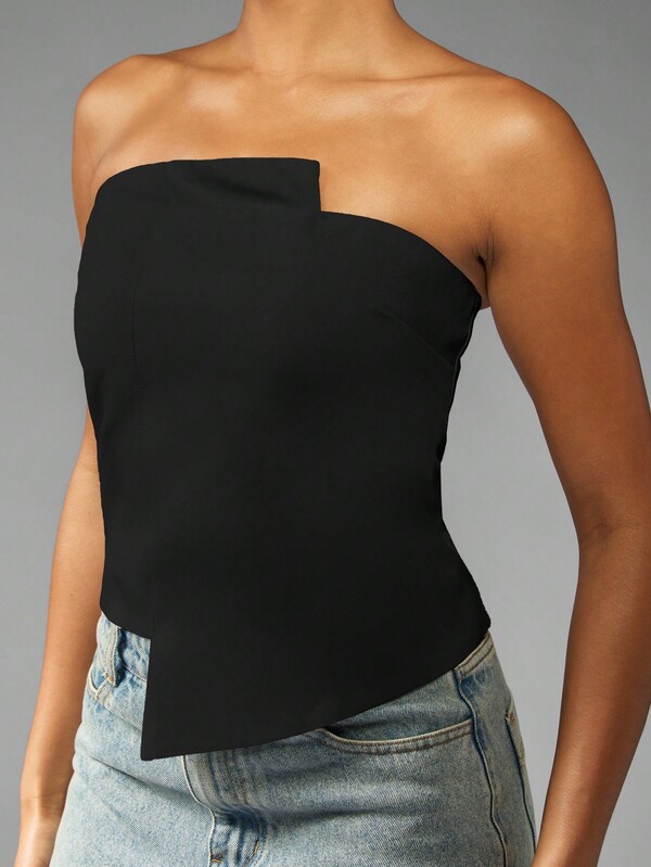 MISSGUIDED Asymmetric Bandeau Top With Structured Hem
