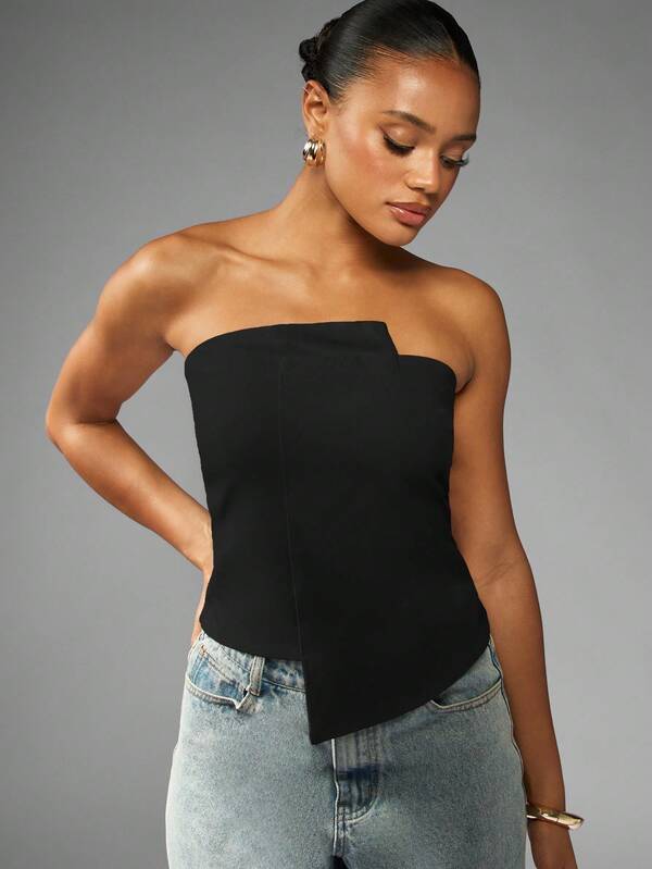 MISSGUIDED Asymmetric Bandeau Top With Structured Hem