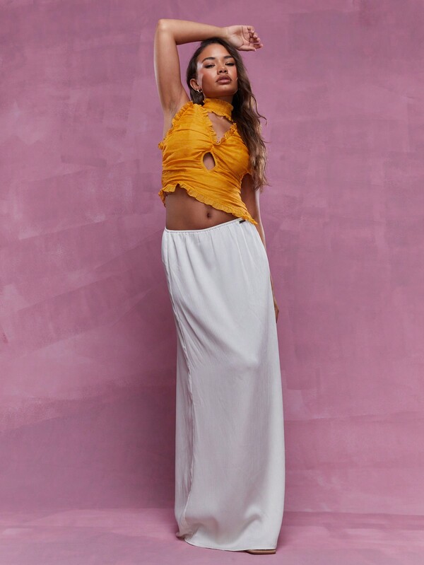 MISSGUIDED Asymmetric Cut Out Ruched Tank Top With Neck Scrunchie