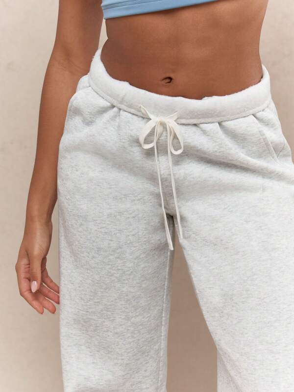 MISSGUIDED Athletic Jogger Wide Leg Fleece Sweatpants With Side Pockets