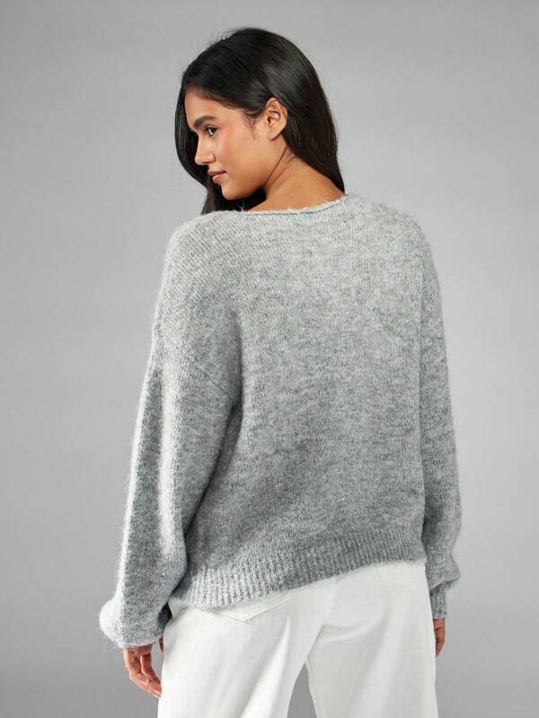 MISSGUIDED Balloon Sleeve Tie Front Fuzzy Cardigan With Wrap Design