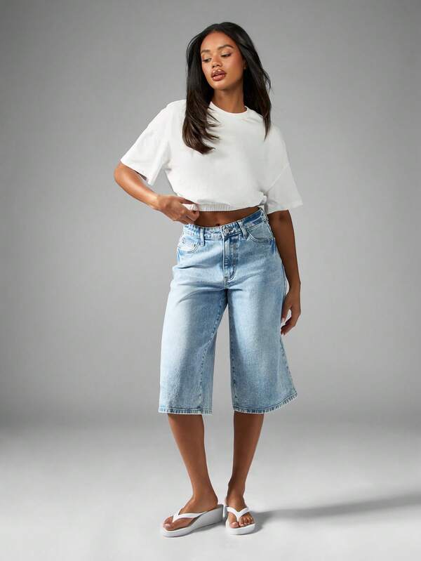 MISSGUIDED Basic Cotton Jersey Short Sleeve Elasticated Hem Crop T-Shirt