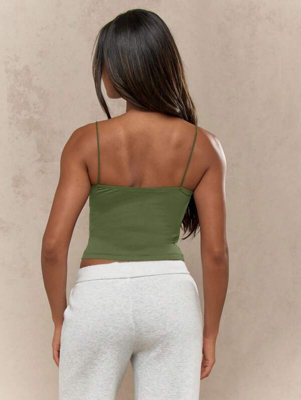 MISSGUIDED Basic Essential Thin Strap Square Neck Tank Top