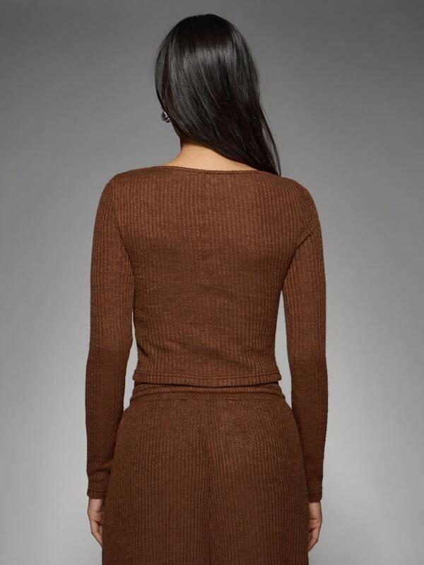 MISSGUIDED Basic Ribbed Long Sleeve Crop Top Layering Piece