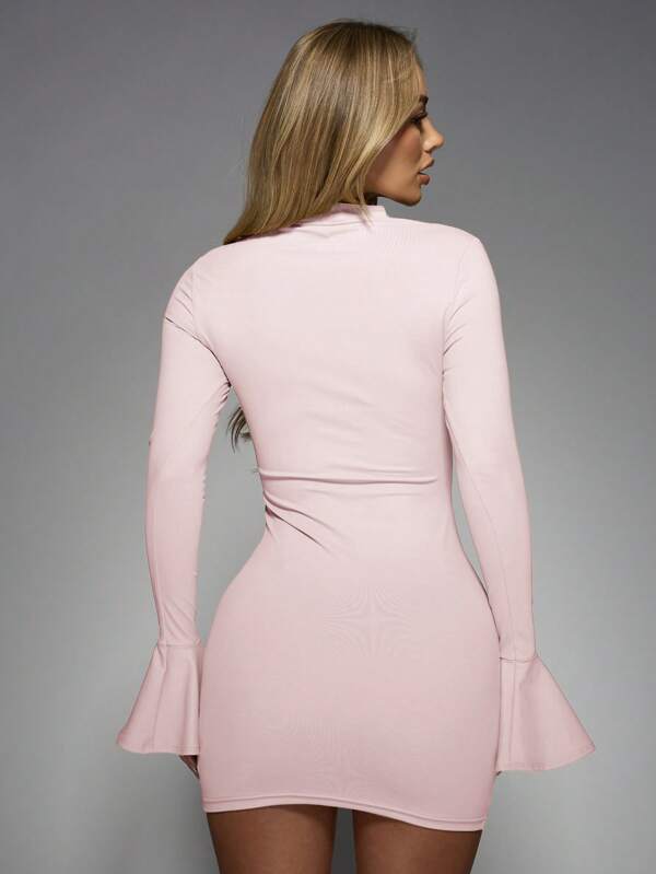 MISSGUIDED Bell Sleeve Cut Out Detail Women Mini Dresses