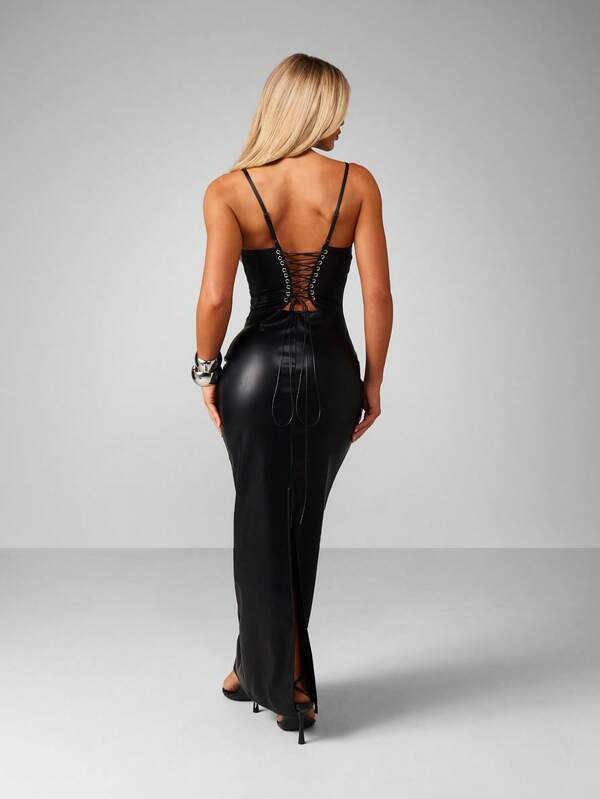 MISSGUIDED Bodycon Maxi Dress With Lace Up Back