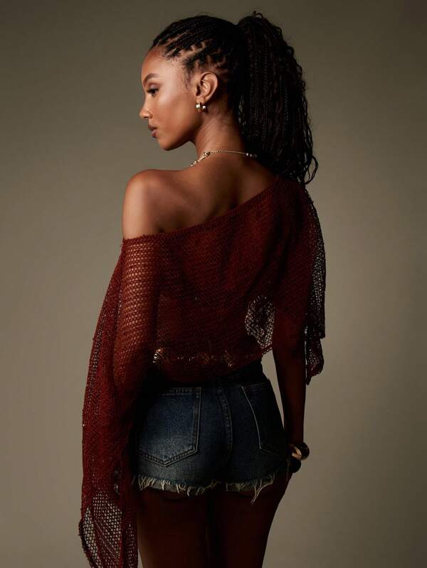 MISSGUIDED Bohemian Fishnet Long Sleeve Cover Up Top
