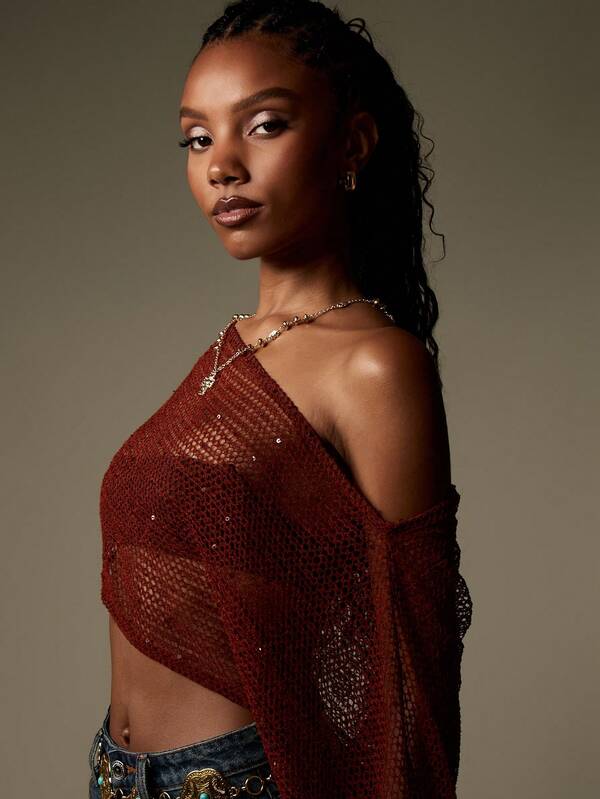 MISSGUIDED Bohemian Fishnet Long Sleeve Cover Up Top