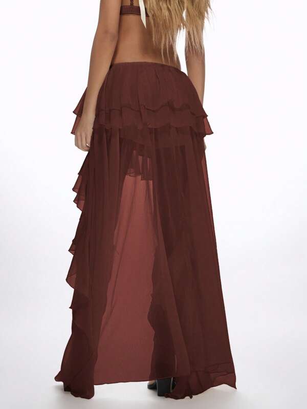 MISSGUIDED Bohemian High Low Ruffle Tiered Layered Swing Skirts