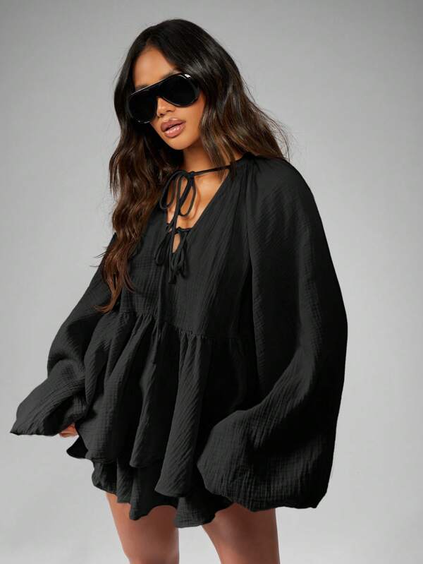 MISSGUIDED Bohemian Tiered Cheesecloth Floaty Two-Piece Outfits