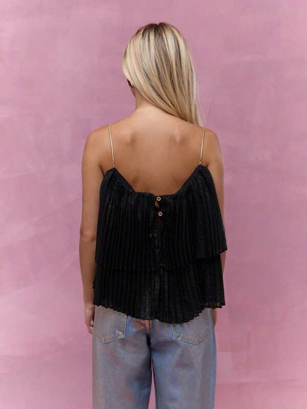 MISSGUIDED Boho Metal Strap Tiered Ruffle Cami Top