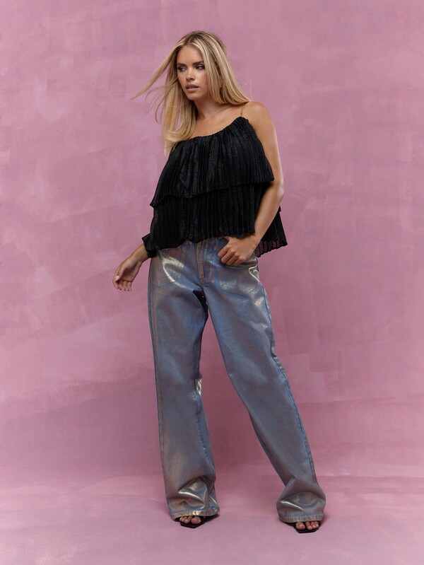 MISSGUIDED Boho Metal Strap Tiered Ruffle Cami Top
