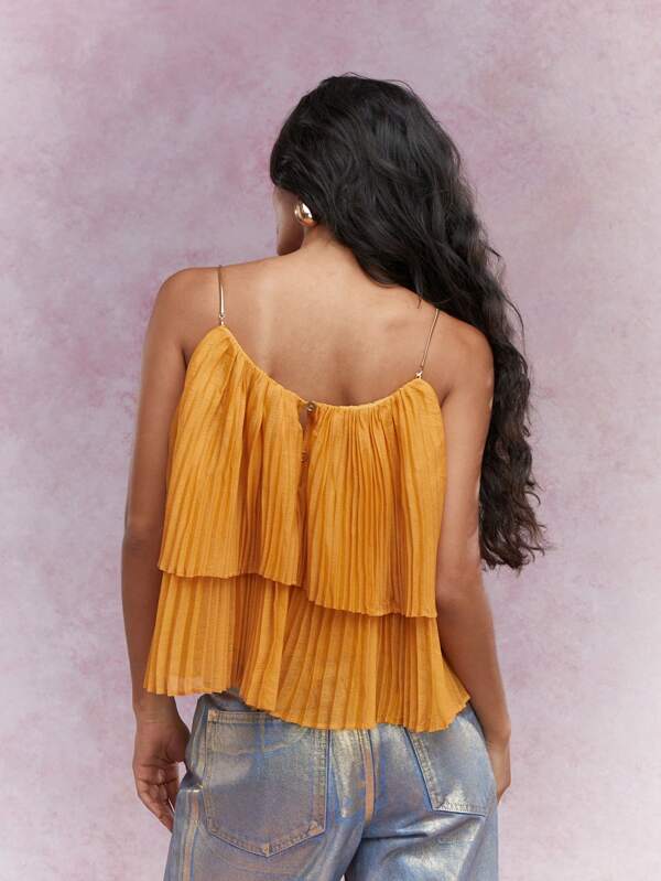 MISSGUIDED Boho Metal Strap Tiered Ruffle Cami Top