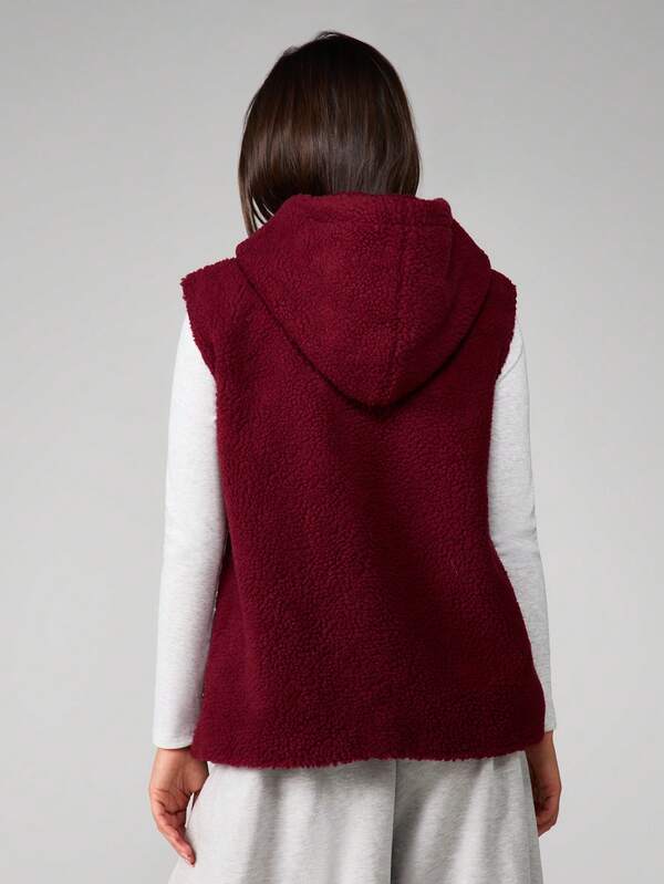 MISSGUIDED Borg Sherpa Hooded Gilet With Zip