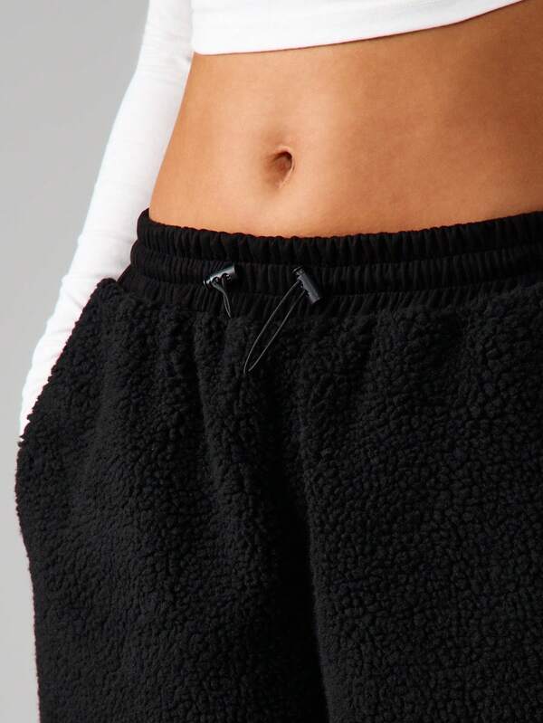MISSGUIDED Borg Wide Leg Joggers With Elastic Waist