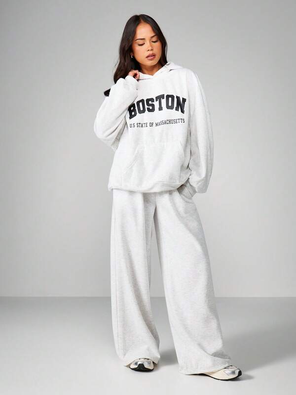 MISSGUIDED Boston Hoodie With Drawstring And Front Pocket
