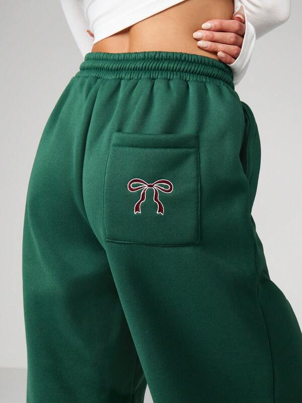 MISSGUIDED Bow Detail Cuffed Joggers With Drawstring