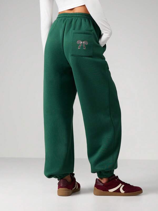 MISSGUIDED Bow Detail Cuffed Joggers With Drawstring