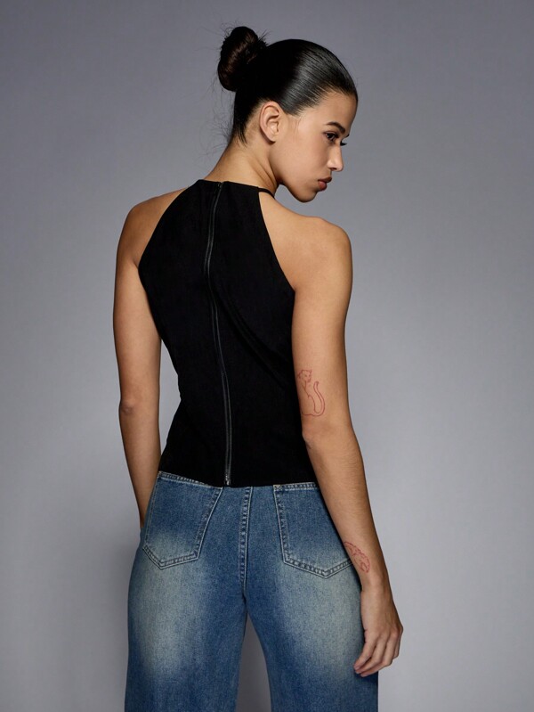 MISSGUIDED Bow Front Cut Out Waistcoat Top