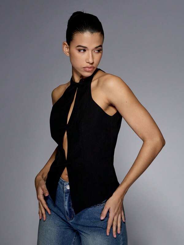 MISSGUIDED Bow Front Cut Out Waistcoat Top