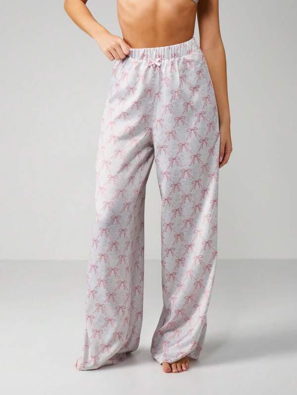 MISSGUIDED Bow Print Bralette And Trouser Set