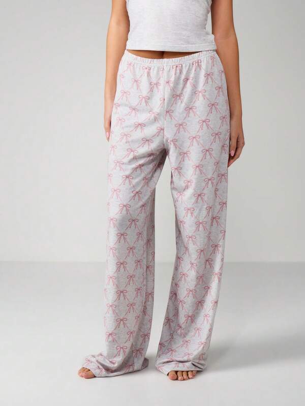 MISSGUIDED Bow Print Cami Tank With Elastic Pants