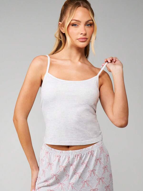MISSGUIDED Bow Print Cami Tank With Elastic Pants